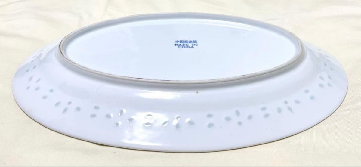 コウホ窯 市野吉記　シノワズリ 輪花皿　楕円　オーバル　パスザバトン　器 コウホ窯 市野吉記シノワズリ 輪花皿楕円オーバルパスザバトン器